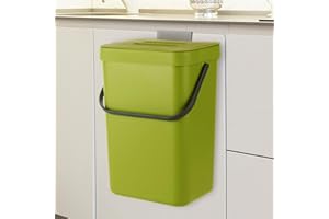 WOPPLXY Hanging Trash Can with Lid, 3.2 Gallon Kitchen Hanging Garbage Can with Lid, Wall-Mounted Garbage Can for Cabinet, Un