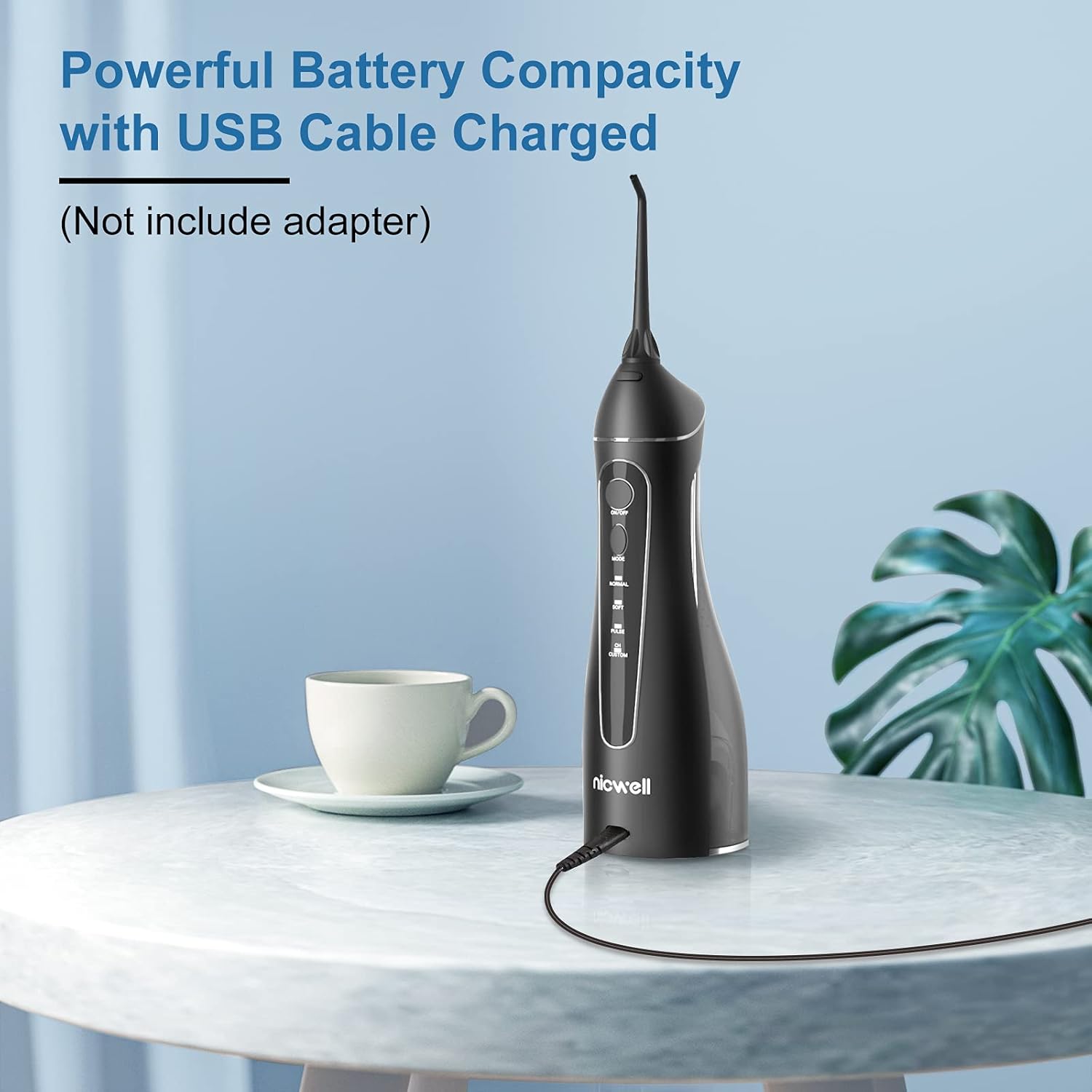 Water Flosser Cordless for Teeth - Nicwell 4 Modes Dental Oral Irrigator, Portable and Rechargeable IPX7 Waterproof Powerful Battery Life Water Pick Teeth Cleaner for Home Travel: Health & Personal Care