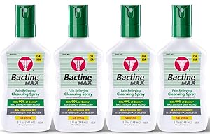 Bactine MAX First Aid Spray - Pain Relief Cleansing Spray with 4% Lidocaine - Numbing Lidocaine Kills 99% of Germs - Pain + Itch Relief for Minor Cuts & Scrapes, Burns & Bug Bites - 5oz, 4 Pack