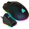 KLIM Blaze Pro Rechargeable Wireless Gaming Mouse with Charging Dock RGB - New Version 2024 - High-Precision Sensor and Long-Lasting Battery - Up to 6000 DPI - Great PC Gaming Mouse Wireless