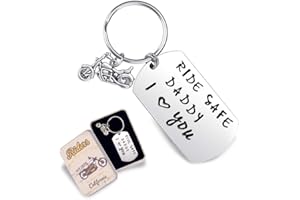 SUNSH Ride Safe Daddy I Love You Keychain Dad from Daughter Son Cool Motorcycle Biker Keyrings Gifts Fathers Day Gift for Men Papa