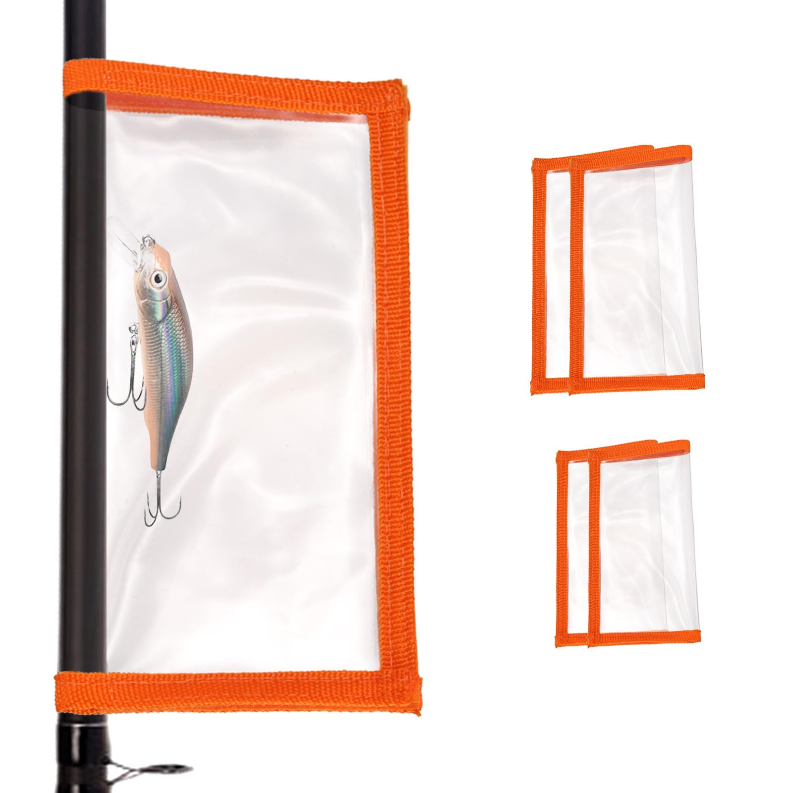 PATIKIL Fishing Lure Wrap 2 Size, 5 Pack Durable Clear PVC Lure Covers Fishing Hook Covers Bait Storage Easily See Lures Keep Fishing Safe, Orange