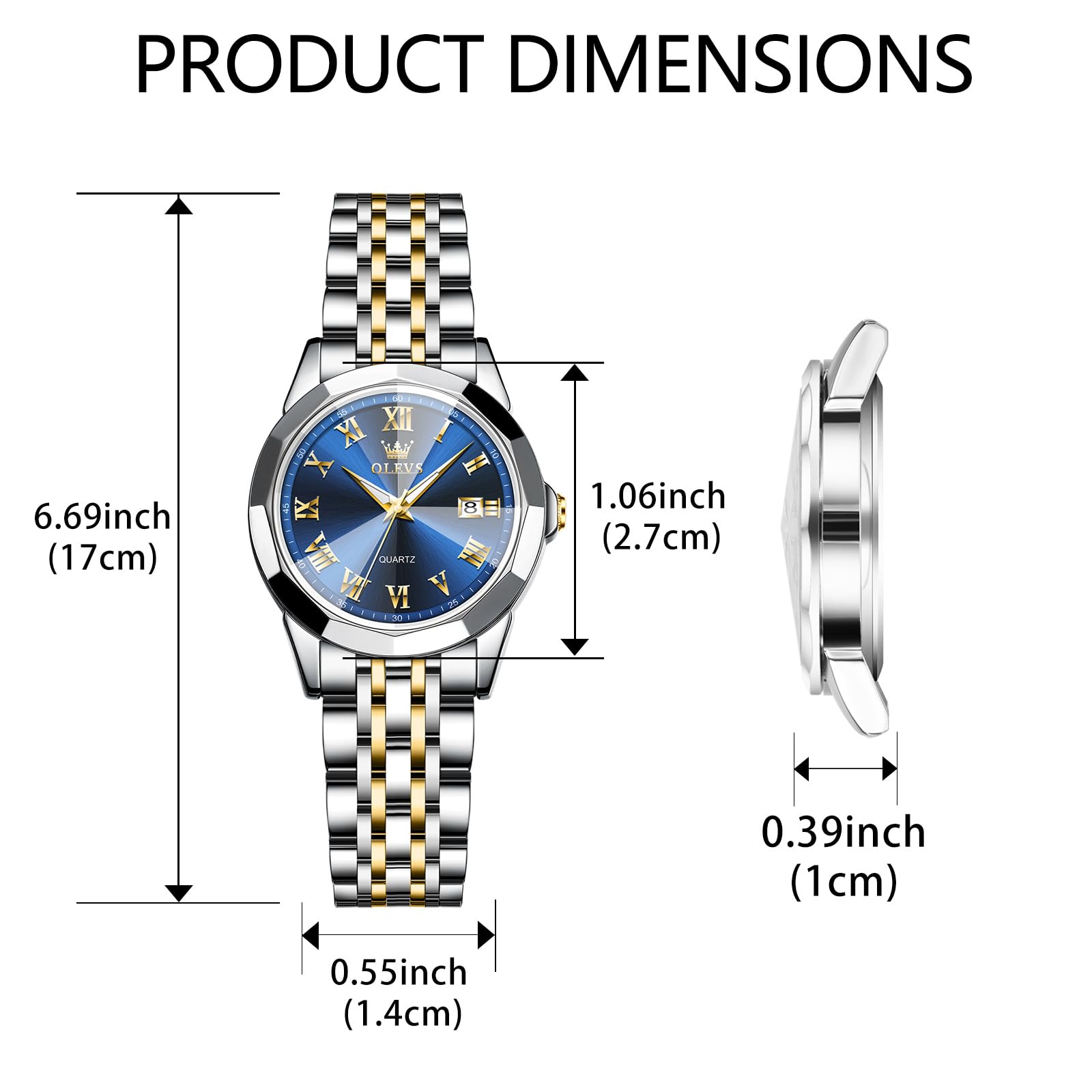 OLEVS Womens Watches Small Face Ladies Watches for Women with Day Date Diamond Silver Gold Two Tone Stainless Steel Waterproof Analog Reloj para Mujer Classic Fashion Dress Quartz Womens Wrist Watch