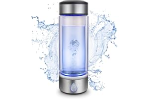 SAIKUN Hydrogen Rich Water Cup ，PEM Technology Ionizer ， Portable USB Rechargeable Ionized Water Generator Anti Aging Antioxidant Glass Bottle- 350ml