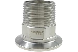 Geife 1"&1.5" Tri Clamp to 1" NPT Male Threaded Straight Adapter Sanitary Tube Fitting 304 Stainless Steel (1"NPTx1.5"TC)