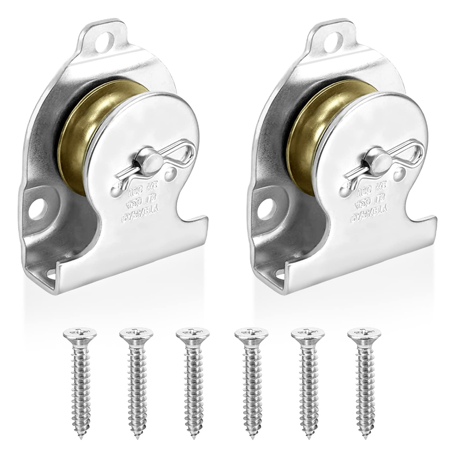 2pcs Single Pulley Galvanised Fixed Roller Block Ball Bearing Pulley Block Swivel Lifting Rope Pulley, for Traction Steel Wire Rope Nylon Rope Cable Crane Gym Exercise, Safe Load 190kg, with Screws