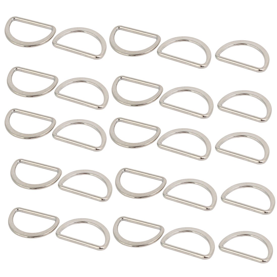 Sourcingmap 25mm Inner Width Zinc Alloy Flat Typed D Welded Ring Silver Tone 25pcs