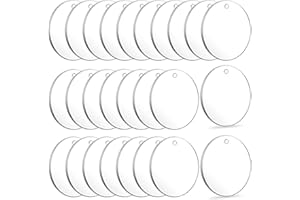Acrylic Keychain Blanks, Audab 50pcs Clear Keychains for Vinyl, Transparent Circle Discs Blanks Bulk DIY Keychain, Crafting and Vinyl Projects