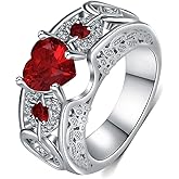 Psiroy Heart Wedding Band for Women, 925 Sterling Silver Plated CZ Simulated Blue Sapphire Engagement Promise Rings for Her