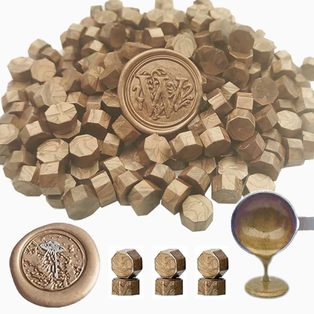 Wax Seal Beads, ANBOSE 500 Pieces Octagon Sealing Wax Beads for Wax Seal Stamp, Sealing for Making Seals (Brown)