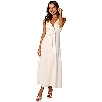 knee length dresses for ladies Emersyn Slinky Jersey Ruched V-Back Mini Dress in Buttercream main image 1