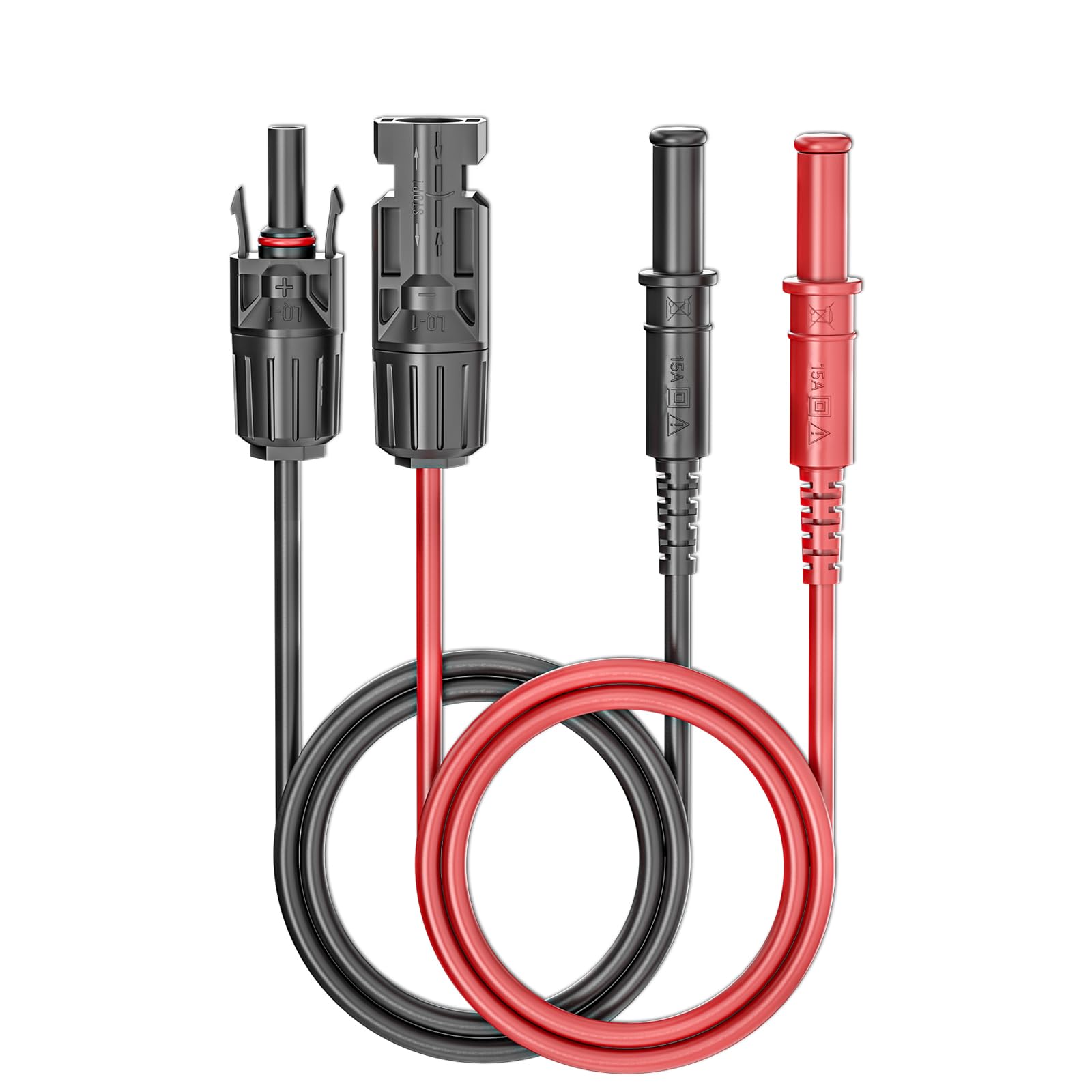 Cleqee 2PCS Safety Banana Plugs to Solar Connectors Silicone Test Leads Red Black 3.3ft Solar Test Cables Wires 1000V/15A for Photovoltaic Solar Panel System