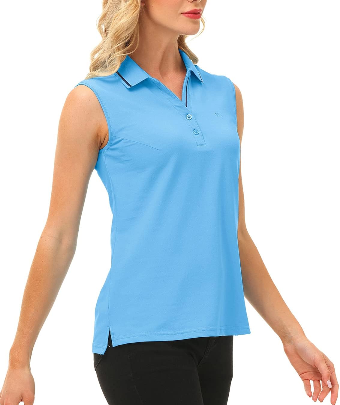 JINSHI Women's Golf Shirt Polo Shirt Tank Top Workout Summer Tee Quick Dry V-Neck Sleeveless T-Shirt: Clothing