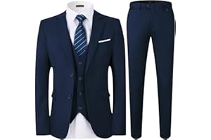 WEEN CHARM Men's Suits Slim Fit,3 Piece Suit for Men,2 Button Blazer Jacket Vest Pants with Tie,Men Tuxedo Suit Set