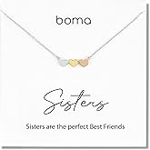 Boma Jewelry Sentiments Collection Sisters Sterling Silver Three Hearts with 14kt Rose and Yellow Gold Vermeil Necklace, 18 Inches