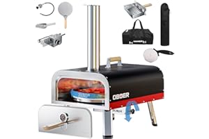 PIASGDE 13" Dual-Fuel Pizza Oven, Propane & Wood Fired Outdoor Pizza Oven, Stainless Steel Pizza Grill with Foldable Legs, Outdoor Pizza Oven