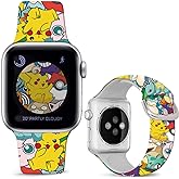 Hepsun Compatible with Apple Watch Band Pikacu Dinosaur 49mm/46mm/45mm/44mm/42mm(Series 3 2 1),Soft Silicone Magic Fancy Strap Compatible with iWatch Series SE 10 9 8 7 6 5 4 3 2 1 Men Women