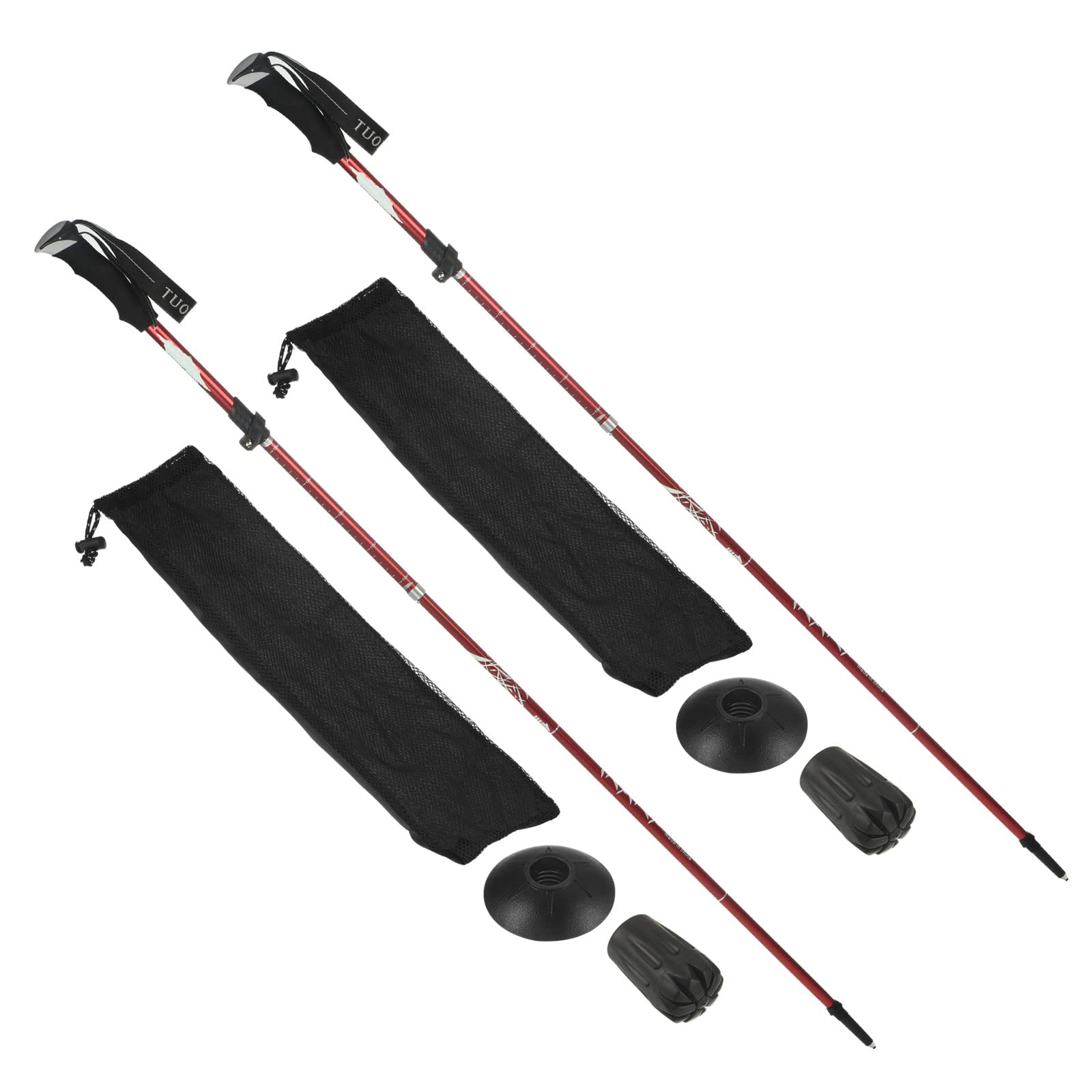 PATIKIL Trekking Poles, 2 Pack Collapsible Hiking Pole 43-51 Inch Telescopic Cane with Mud Basket Aluminum Alloy for Outdoor Hiking Walking Camping, Red