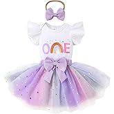 YOUNGER TREE Baby Girl 1st Birthday Outfits One Year Old Clothes Romper Tutu Cake Smash Skirt with Headband Baby Girl Gifts