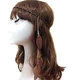 Fodattm Women Lady Bohemian Tassels Hairband Headwear Hippie Feather Headband Hair Hoop Handmade Indian Fascinator Headband H