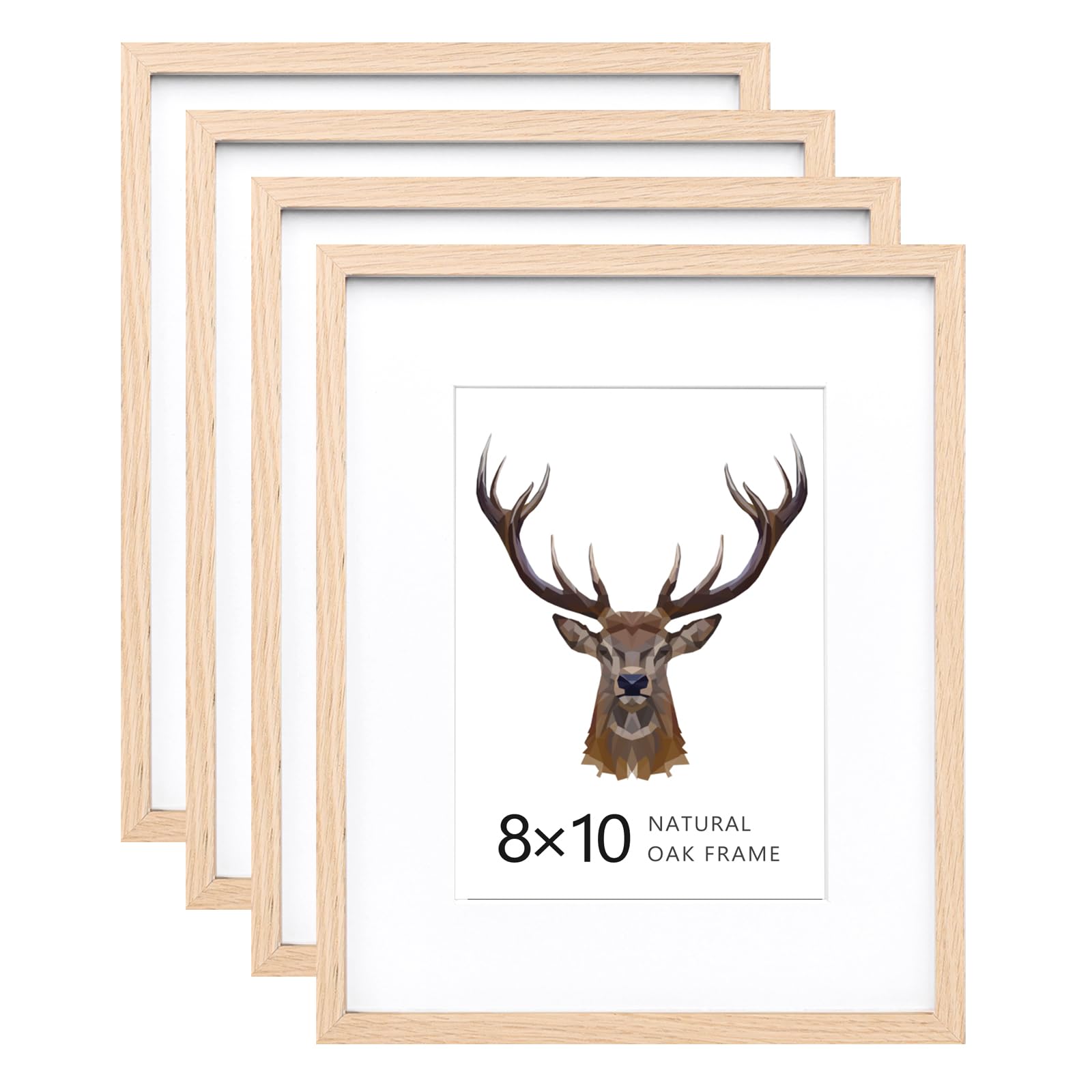 Photo 1 of KINLINK 8x10 Frames Natural Oak Wood Frames with Acrylic Plexiglass, 4 Pack