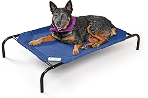 COOLAROO The Original Cooling Elevated Dog Bed, Indoor and Outdoor, Medium, 42"L x 25.5"W x 8"Th, Aquatic Blue