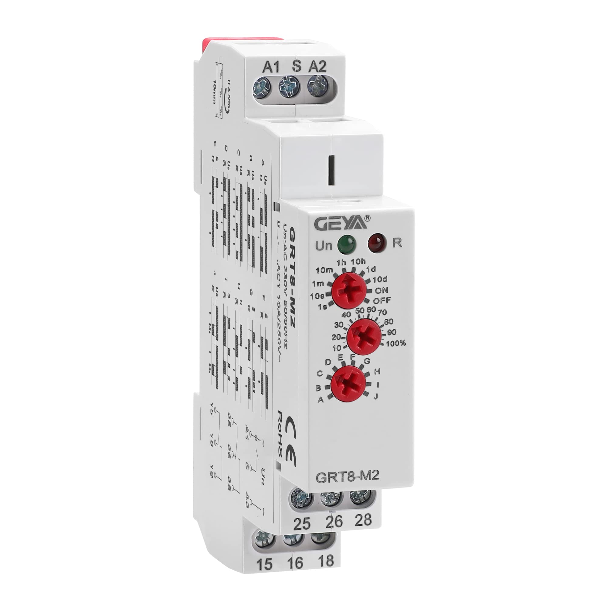 GEYA 16A Multifunction Time Relay 10 Function AC230V 2 Outputs Contacts Relay(GRT8-M2,AC230V)