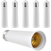 UBANU 6 Pack E27 Light Socket Extender, E27 Medium Base Converter Adapter | 120mm/4.72 Inch for Ceiling Fans, Lamps &amp; Indoor Spaces