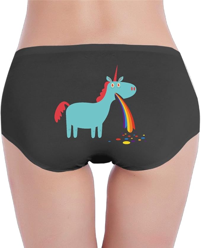 Unicorn Puking Rainbow Colorful Print Women's Cotton Underwear at Amazon Women’s Clothing store