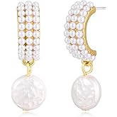 GREICHFAN Pearl Dangle Earrings for Women Trendy Dainty Teardrop Earrings Lightweight Wedding Earrings Jewelry