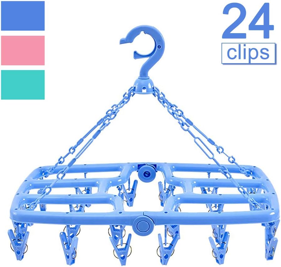 B.SHINE Laundry Hanger Drying Rack - Foldable Clip and Drip Hanger with 24 Pins, Clothes Drying Rack, Sock Hanger