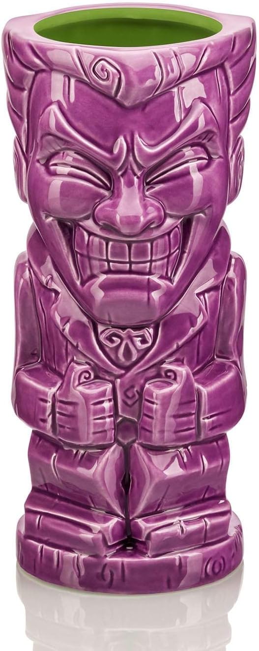 Geeki Tikis DC Comics Joker Mug | Official DC Comics Collectible Tiki Style Ceramic Cup | Holds 16 Ounces
