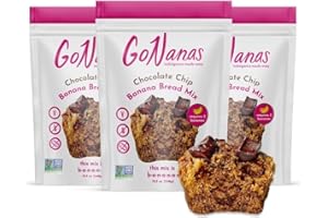 GoNanas Chocolate Chip Oat Flour Banana Bread Mix, Suitable for Plant Based Vegan Diets, Gluten Free Dairy Free Snacks, Healthy Snacks For Adults, Muffin Mix, Nut Free, Cupcakes Dessert, NON-GMO, 3pk