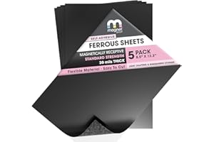 THE MAGNET SHOP TMS Magnet Receptive Sheets with Adhesive Backing for Craft and Magnetic Miniatures Storage | Flexible Rubber Sheet Metal | 5 Pack, 30 mil Thick, 8.5” x 12.3” | Fits Inside US Really Useful Box