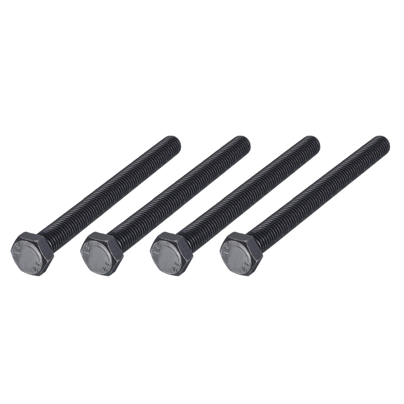 METALLIXITY Hex Bolts (M12-1.75x140mm) 4Pcs, 8.8 Grade Carbon Steel Fully Threaded Black Oxide, Coarse Thread UNC Hex Head Screw Bolt - for Furniture Repair
