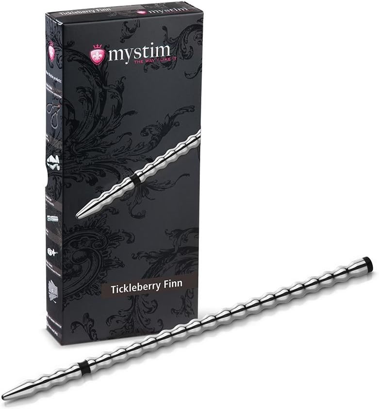 Mystim Tickleberry Finn Medical Aluminium E-Stim Urethral Sound Ribbed, 8 mm, Silver