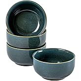 UNICASA Ceramic Small Bowls Set of 4, Porcelain Reactive Glaze Rice & Dessert Bowls, 8 OZ Each - Dishwasher & Microwave Safe (Teal)