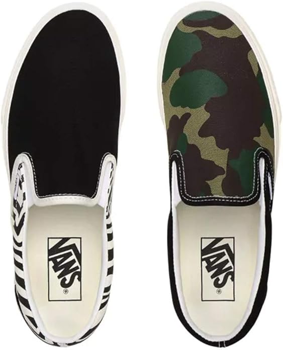 vans slip on mismatch zebra camo