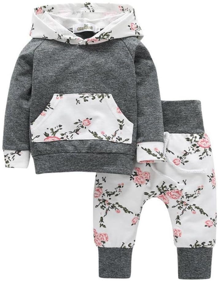 Baby Winter Clothes Set, Toddler Infant Boy Girl Cute Floral Hoodie Sweatshirt + Pants Outfits