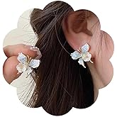 Iaceble Vintage Sapphire Butterfly Stud Earrings Blue Crystal Butterfly Earrings Butterfly Flower Earrings Cz Butterfly Wing Earrings Jewelry for Women