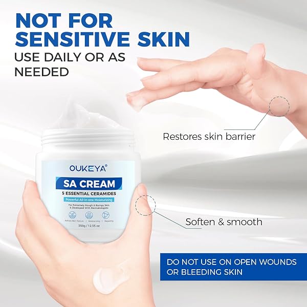 OUKEYA SA CREAM FOR ROUGH & BUMPY EXTREMELY DRY SKIN WITH 5 KINDS OF CERAMIDES & SALICYLIC ACID,EXFOLIATING MOISTURIZING BODY LOTION WITH LONG-LASTING MOISTURE,2 PACK