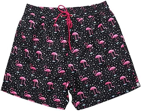 SWEETXIN Mens Printed Short Swim Quick Dry Trunks Swim Trunks Suit Fashion Casual Beach Shorts (Flamingo, Asia Tag XL -(Fit Waist 30-32))