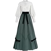 LTAKK Victorian Dress for Women Edwardian Renaissance Costume Medieval Vintage 1800s Dresses 2 Piece