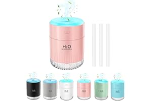 KARFUN Rechargeable Mini Cool Mist Humidifier With 7 Color Light, Small Personal Desktop for Baby Bedroom, Office, Nursery, Travel With Auto Shut-Off, Super Quiet (Pink)