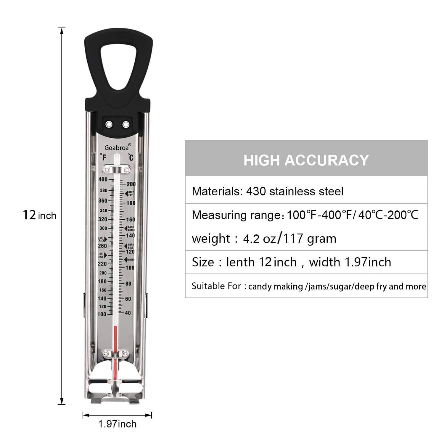 Candy Thermometer with Pot Clip Stay Cool Hanging Handle Professional Cooking Oil/Deep Fry Thermometer: Industrial & Scientific