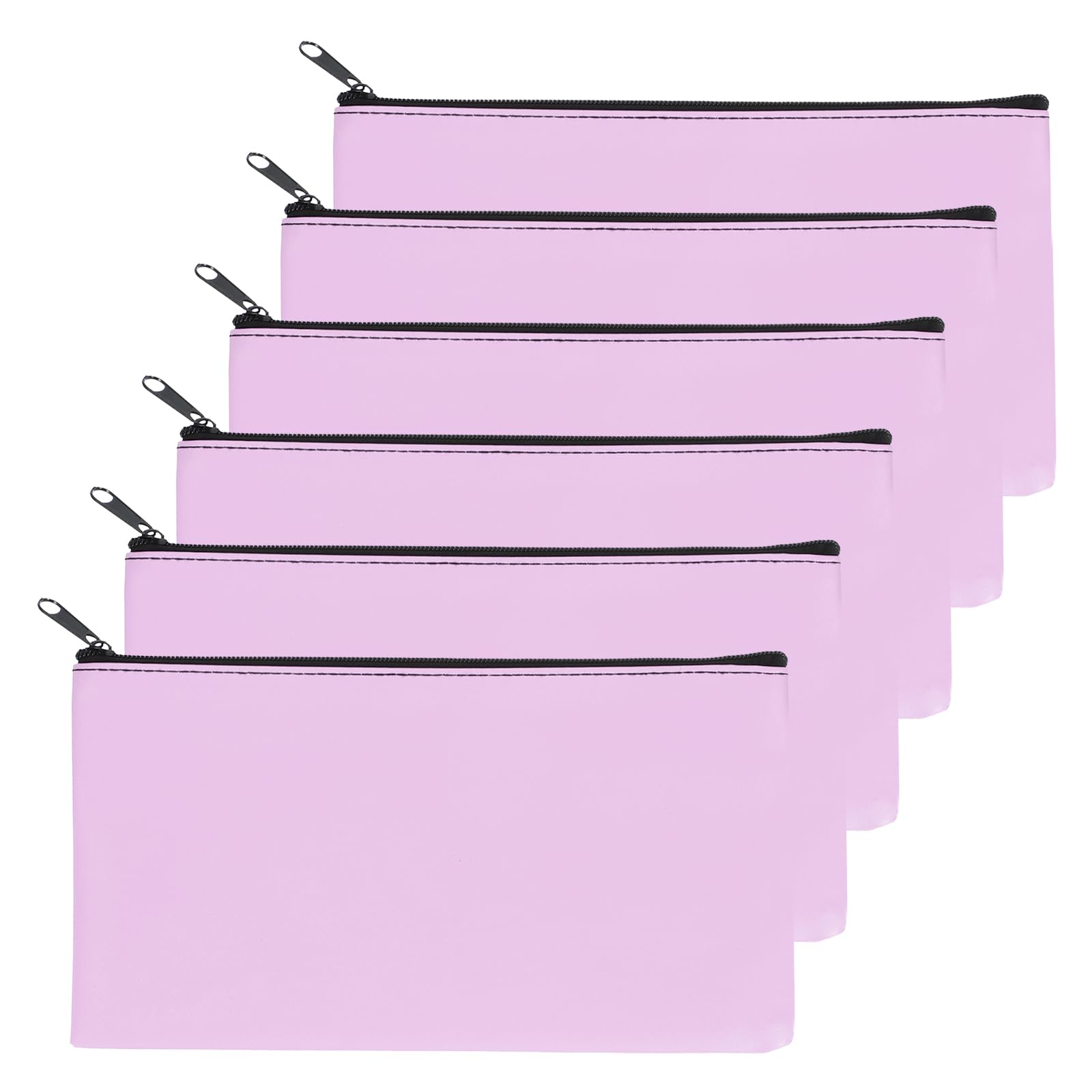 PATIKIL 11"x 6" Bank Deposit Bag, 6Pcs Money Bag Bank Bag Security Money Pouch Receipt Holder for Tickets Coin Makeup Cosmetics Bills, Light Purple