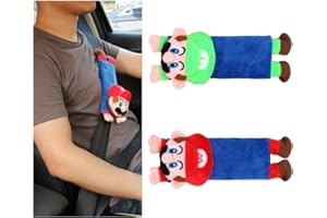 HODRME Car Seat Belt Covers for Kids-Cute Plush Safty Belt Protector Cushions Shoulder Pads, School Bag Strap Covers, Baby Carriage Strap Covers, 2 Pieces
