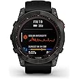 Garmin fenix 7X Solar, Larger sized adventure smartwatch, with Solar Charging Capabilities, rugged outdoor watch with GPS, touchscreen, health and wellness features, slate gray with black band