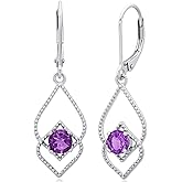 925 Sterling Silver Gemstone Hoop Earrings for Women | 0.9 Inch Round Birthstone Earrings for Women with Click Tops | Hypoallergenic Earring Hoops by MAX + STONE