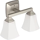 Moen YB5162BN Voss 2-Light Dual-Mount Bath Bathroom Vanity Fixture with Frosted Glass, Brushed Nickel